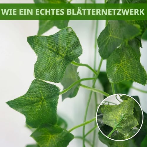 ADORAMOUR Künstliche Efeu Girlanden - 6er Pack, 210cm Länge - Gefälschte Reben für Zimmer und Garten Wand Dekoration für Innen Außen, Grüne Blätter Plastik, Hängende Pflanzen für Grünpflanzen Deko