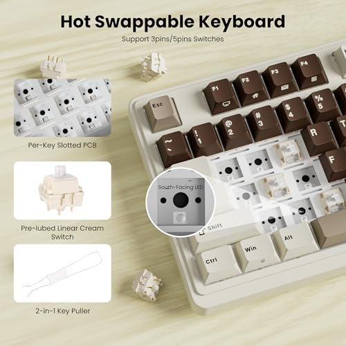 Image of RK ROYAL KLUDGE N99 Wireless Mechanical Keyboard with Screen & Knob, BT /2.4G /USB-C, 96% Hot Swappable Custom Keyboard, Pre-lubed Linear Switches, 7500mAh Battery, 98 Keys