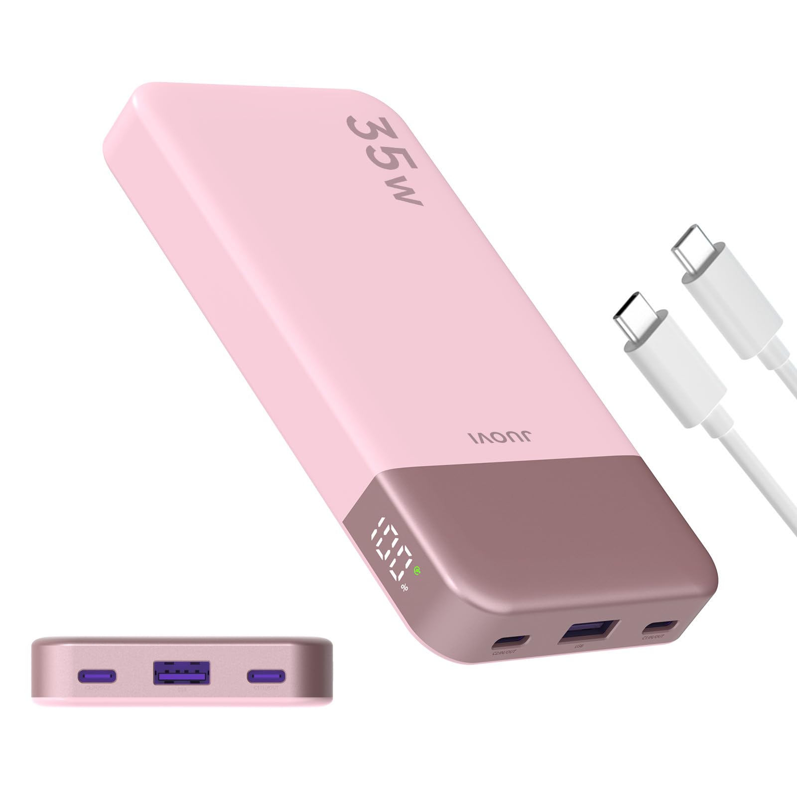 JUOVI Power Bank 10000mAh, 35W Portable Charger,Fast Charging Portable Battery Pack with PD 3.0 & QC 4.0, USB C Portable Power Bank for iPhone 15 14 13 Series, Galaxy, Tablet, Switch, and More