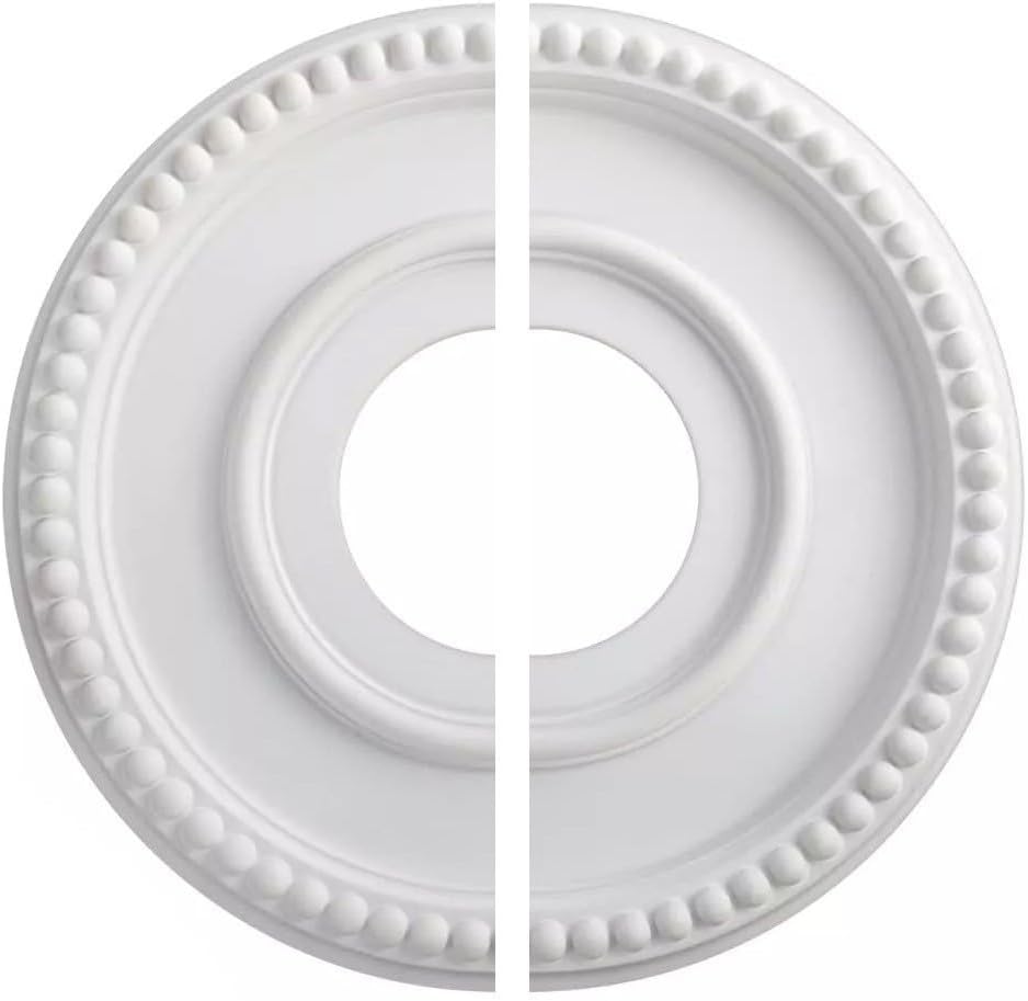 Round Split Decorative Ceiling Fan Shade Cover Plate 315Mm OD White Vintage Simple Design PU Material