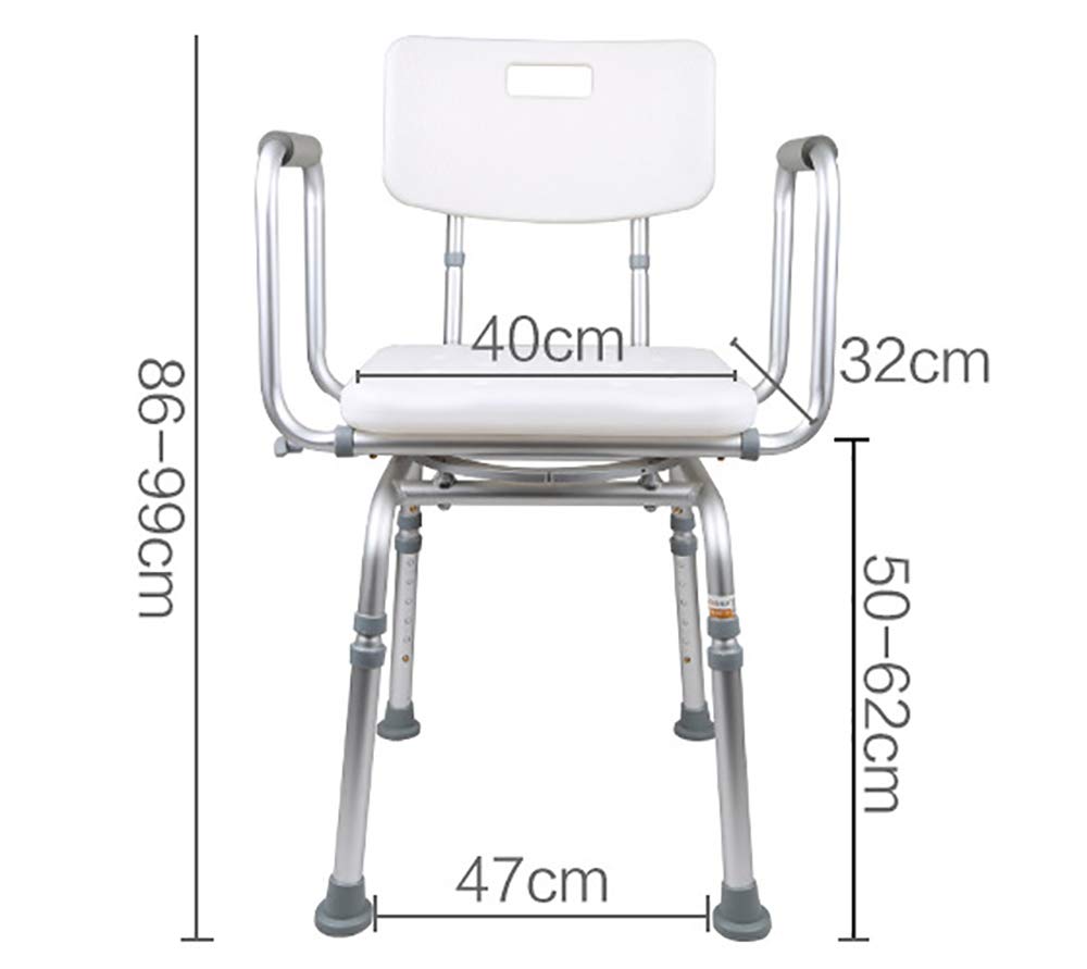 Silla de Ducha giratoria de 360 ​​Grados, banqueta de Asiento Ajustable para bañera y Asiento de bañera Banco de Asiento con Respaldo Reposabrazos para Ancianos, Mujer Embarazada