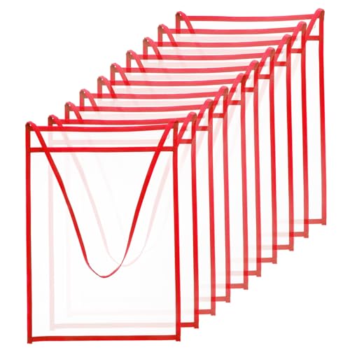 Pochettes de classement effaçables à sec transparentes avec corde de suspension x10
