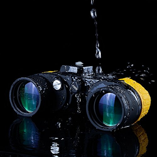 Hooway 7X50 Waterproof Fogproof Military Marine Binoculars W/Internal Rangefinder & Compass For Navigation,Boating,Fishing,And More #TOP3