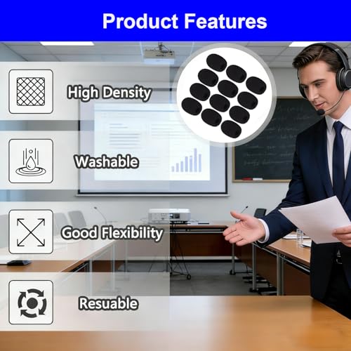 Coeweule 12 Pack Microphone Covers Foam, Noise Reduction Mic Cover, for Lapel and Headset Microphones Windscreen - Thumbnail 5