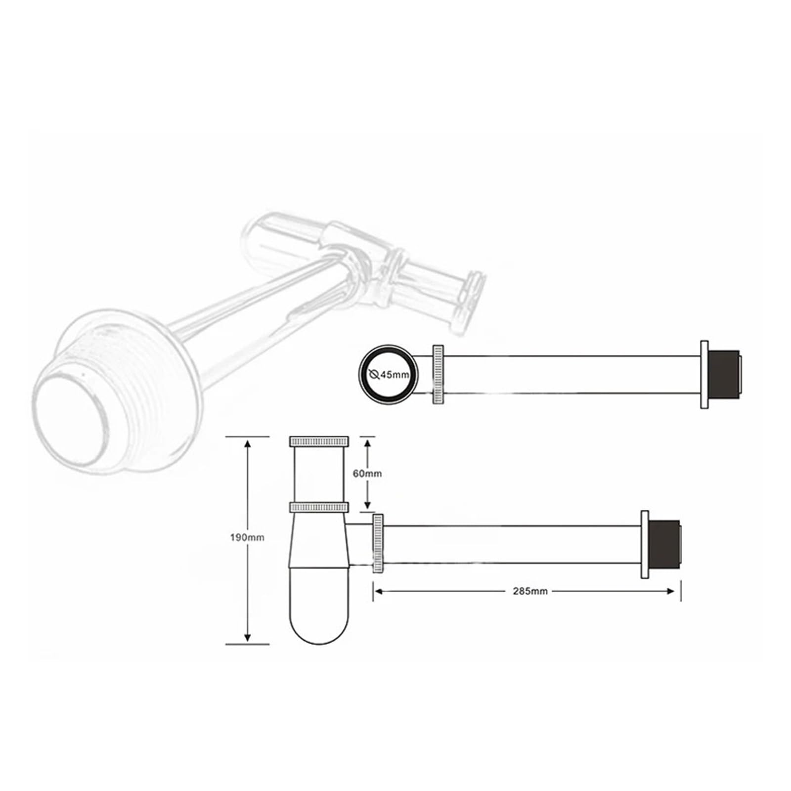 Lavabo sifónico Brass Bottle Trap Bathroom Sink Vanity Basin Pipe Waste Drain Siphon Drainer P-Trap(Gold)