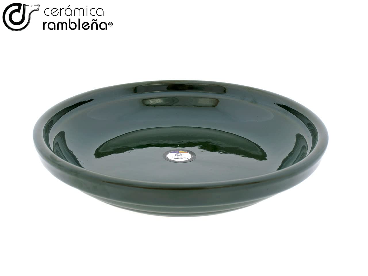 Ceramica RAMBLEÑA - Vaso per fiori rossi, grandi vasi in ceramica, per esterni, confezione da 3 pezzi, verde rame, 25 x 25 x 4,5 cm