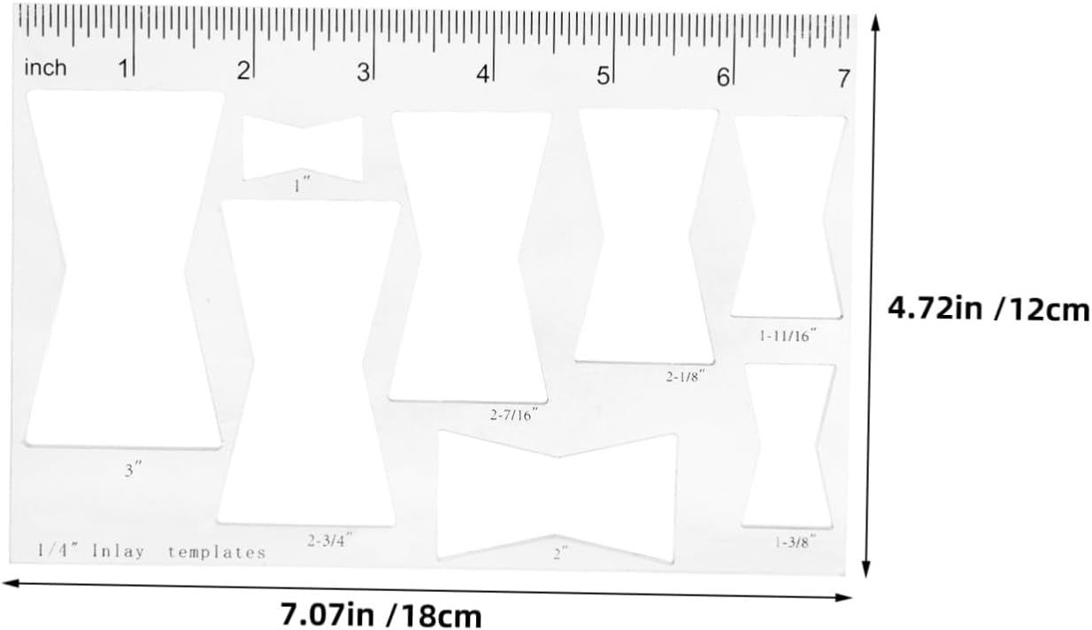 Luxshiny 8-in-1 Acrylic Woodworking Router Template Set for Precise Bow Tie and Butterfly Inlays, 3mm Thick Material, Minimizes Manual Errors for Professional Furniture Decoration
