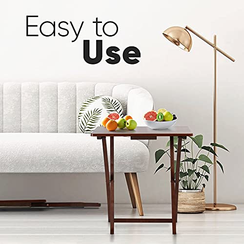 Pj Wood Folding Tv Tray & Snack Table Set Of 2 - Honey Oak #TOP5