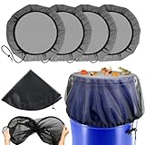 4 Stück Hochwertige Regentonne Abdeckung, Verstellbares regentonne Abdeckung, Regen-Tonne Abdeckung Set, Regentonnen Netz Deckel, Regen-Tonne Schutzabdeckung, für Mosquitos, Laub und Kleintiere