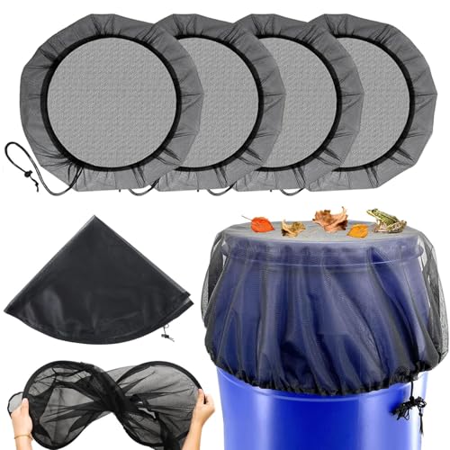 4 Pièces Filet de Protection Tonneau Réglable, Protection pour Les récupérateurs de Pluie, Housse pour Tonneau de Pluie, tonneau de Pluie en Filet, pour Toutes Les Saisons, Feuille et insectifuge