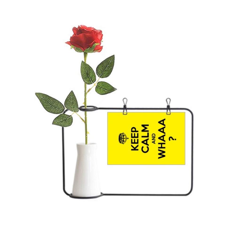 Vase décoration suspendue avec rose artificielle jaune Keep Calm et design moderne