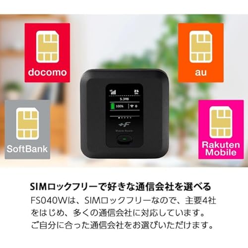 富士ソフト +F FS040W本体 モバイル Wi-Fi ルーター SIMフリー 端末 FS040WMB1