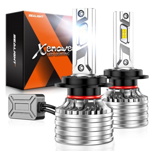 SEALIGHT H7 Bulbs, 120,000LM 1700% Brightness, H7 6500K Cool White LED Bulbs, IP68 Waterproof 80000Hrs Lifespan, 5X Heat Dissipation driving LED Bulbs, Plug and Play, 2 Pack