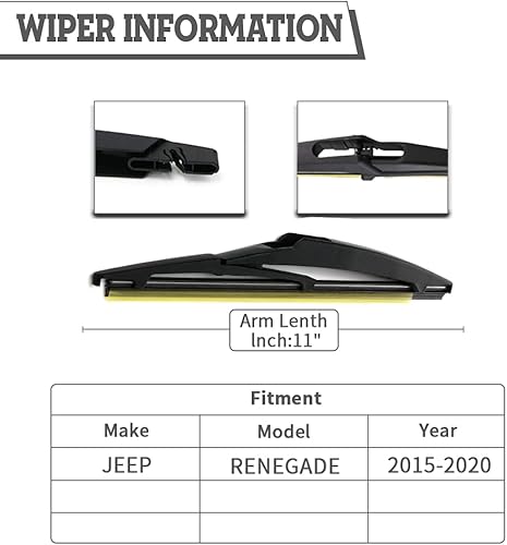 Miniatura 2 de Juego de limpiaparabrisas trasero de repuesto para Jeep Renegade 2015-2020, ventana de parabrisas trasero, accesorios de limpiaparabrisas trasero
