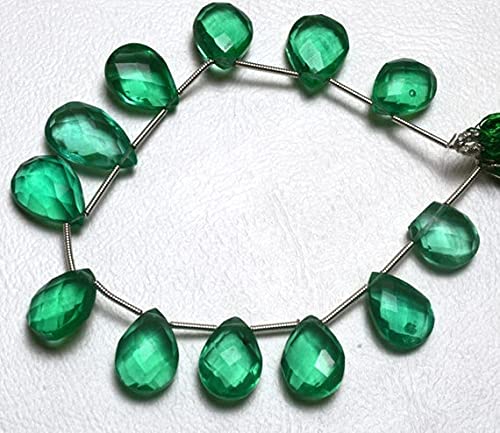 Perles briolettes poire en quartz vert hydro 11-14mm pour enfilage collier