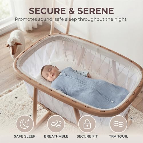 Image of BSTOPPT 2 Pack Baby Sleep Sack 6-12 Months 100% Organic Cotton Muslin Baby Sleeping Bag 2-Way Zipper Wearable Blankets TOG 0.3 (White & Light Gray, Medium)