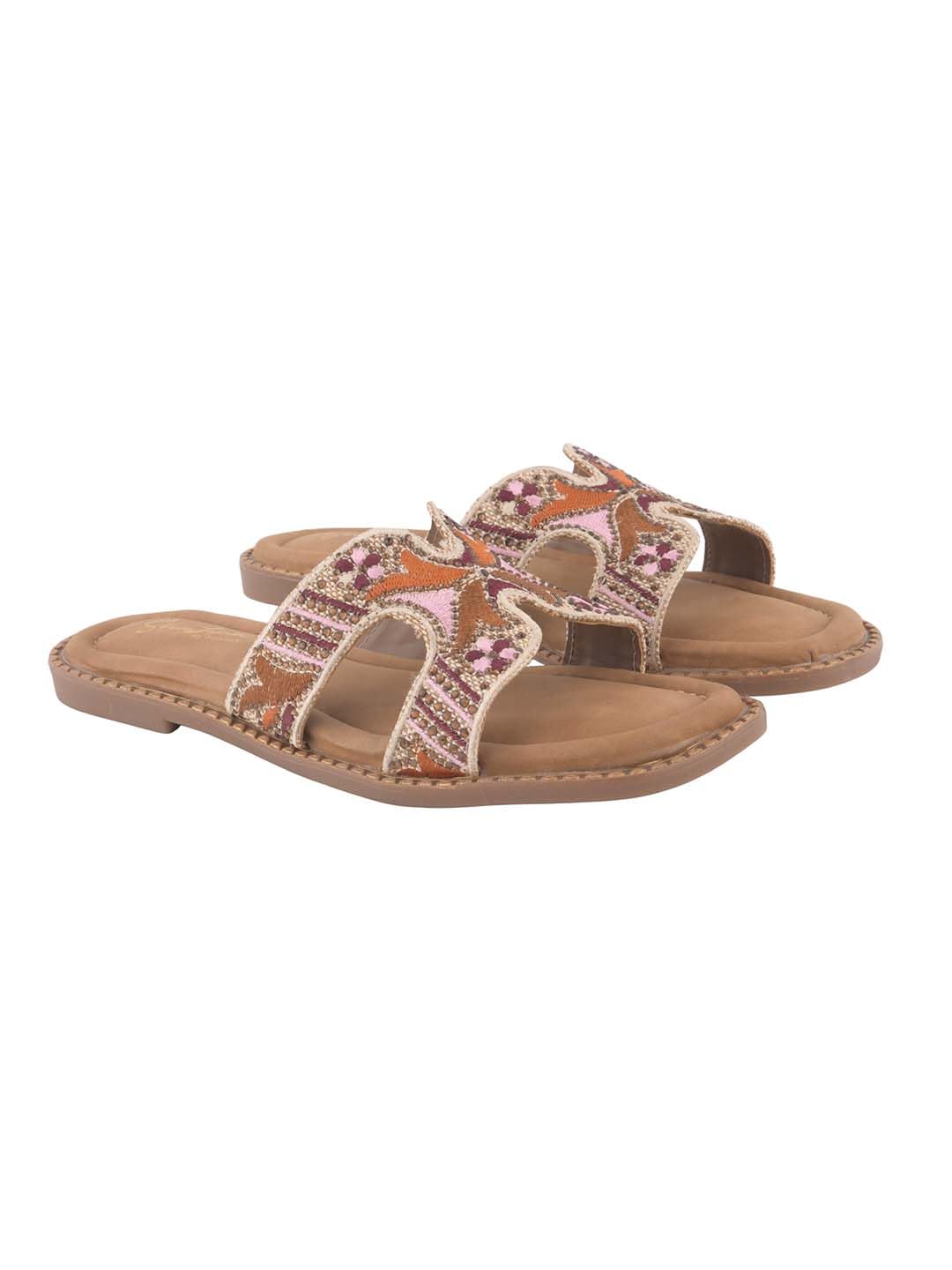 shoetopia Women’s Ethnic Embroidered Link-Style Flat Sandals –for Casual & Semi-Formal Outings-picture-30