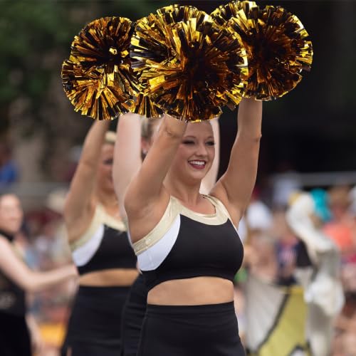 WILLBOND 12pcs Cheerleading Pom Poms with Baton Handle,Gold Black by WILLBOND - Used condition - Image 4