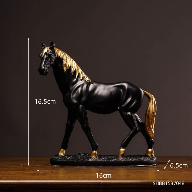 Image of AUGEN Polyresin Black Horse Idol Statue Showpiece for Home Decor Decoration and Gifting (1 Piece, 8105B)