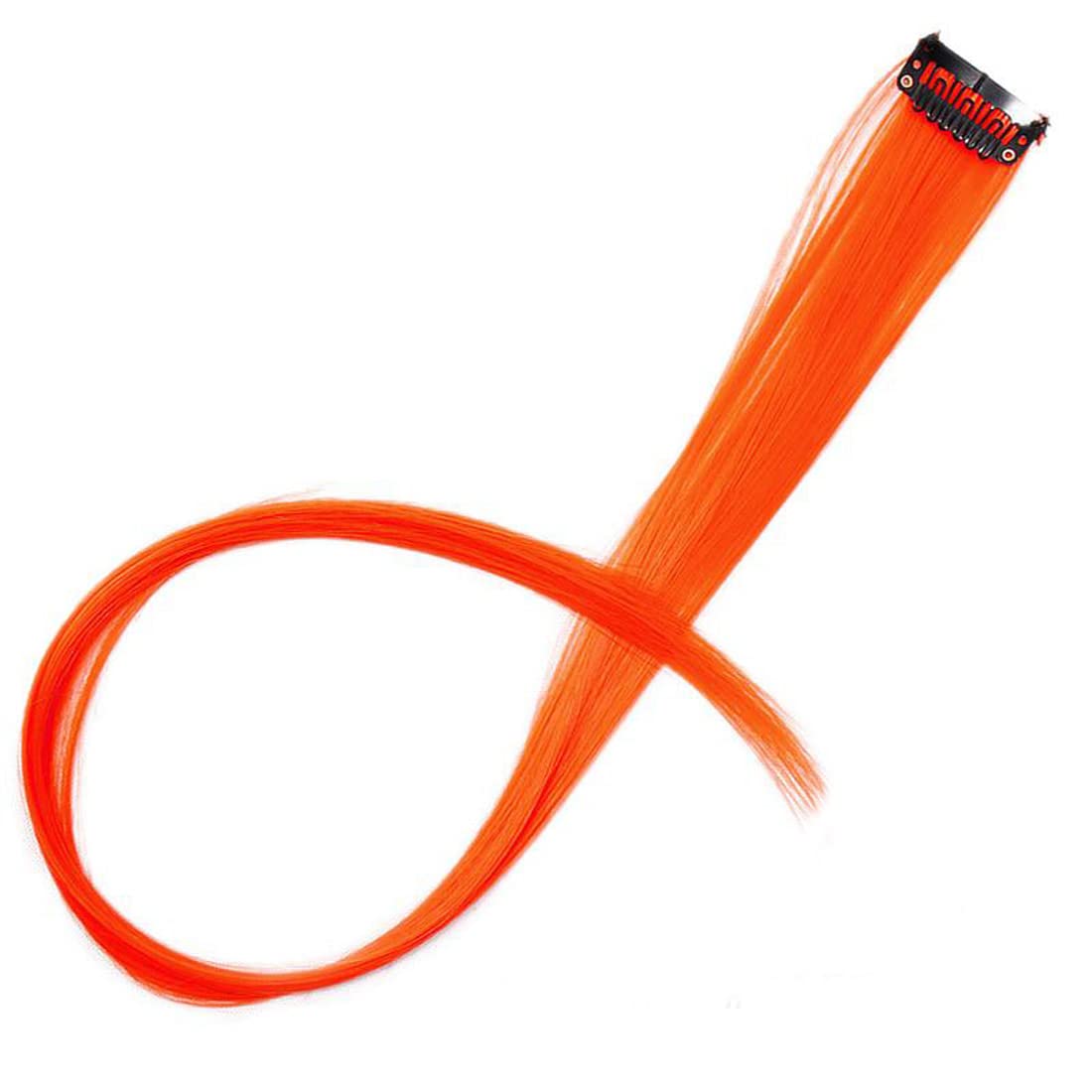 CADENZA HAIR Real Human Hair One Clip Hair Extension Strand Clip-on Hair Highligts Streaks Color Saffron (20inch X 4pc)