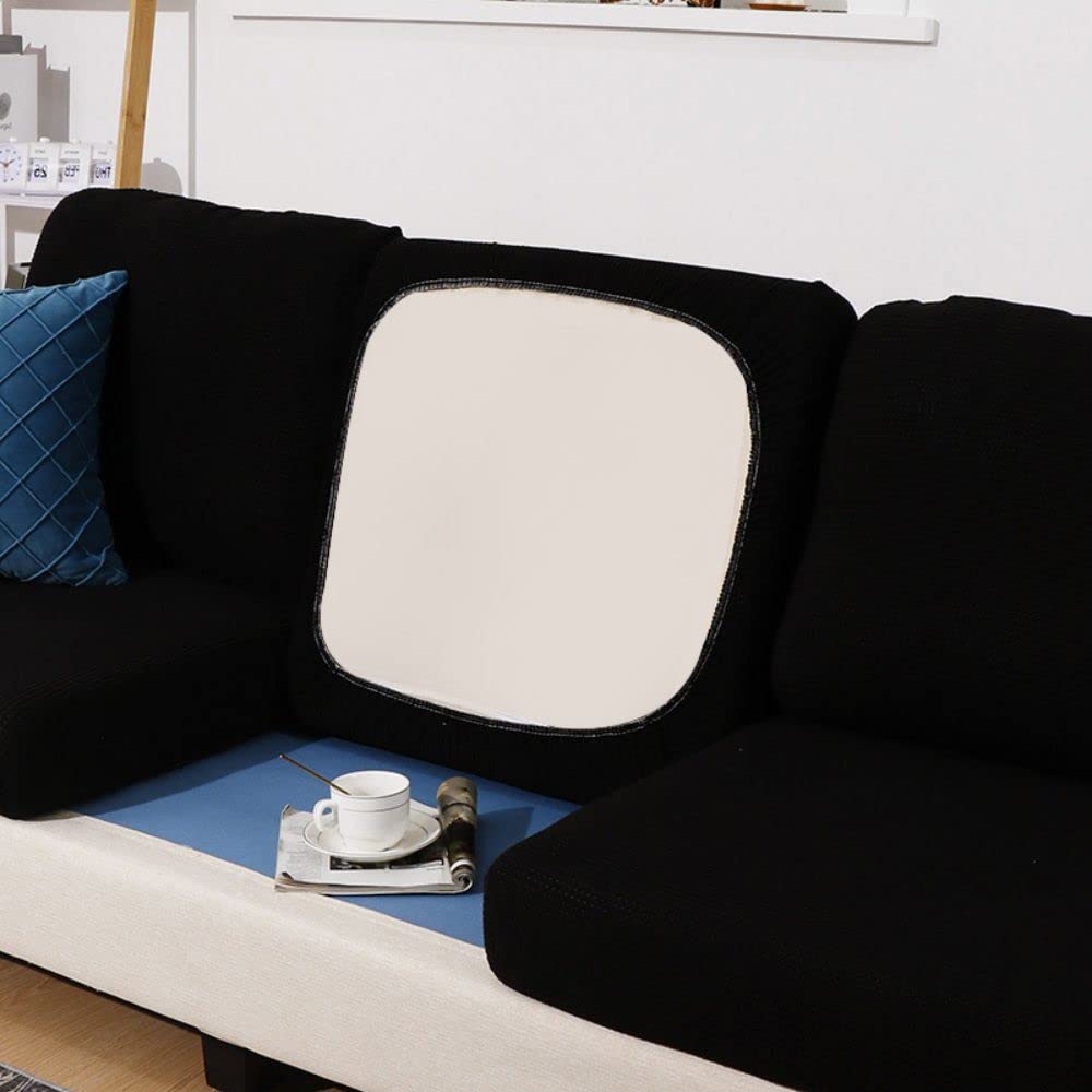 BOLUXIU Sofa Seat Cushion Cover-Stretch Elastic Cushion Cover Sofa Seat Cushion Cover Multiple Colors Suitable for all sofas, Black, L(59--75inch)