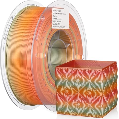 Image of LANDU Silk PLA 3D Printer Filament Multicolor Rainbow PLA Filament 1.75mm Gradient Color Changing Filament 1kg (2.2lbs) Dimensional Accuracy + /- 0.02 mm Silk Rainbow Filament