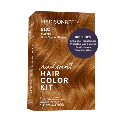 Image of Madison Reed Radiant Hair Color Kit - 8CC Dark Vivid Copper Blonde (Matera Marigold), Vivid Permanent Hair Dye for Bold Color & Maximum Shine | PPD-Free & Ammonia-Free, 1 Pack