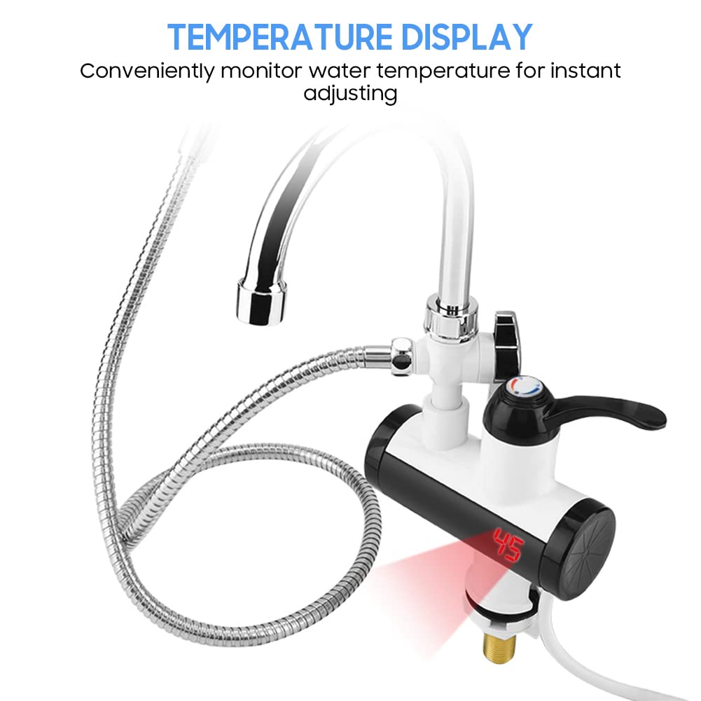 Rubinetto dello scaldacqua istantaneo, rubinetto dell'acqua calda elettrico istantaneo, rubinetto elettrico istantaneo, con display della temperatura + soffione doccia 220V(220V)