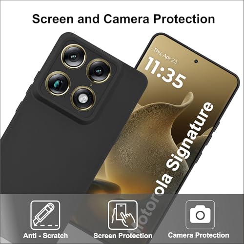 Image of SBMS Silicone Back Cover Case for Motorola Signature | Soft Micro-Fibre Lining Inside | Camera Protection Bump | Shockproof Back Cover Case for Moto Signature (Candy Cloth Black)