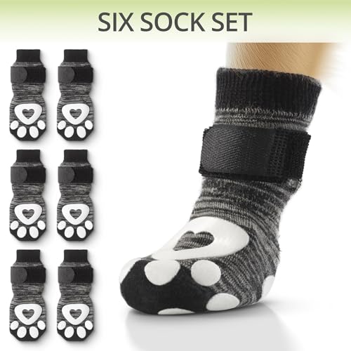 image for bixie Anti Slip Dog Socks for Hardwood Floors, 6 Pack | Dog Socks to P