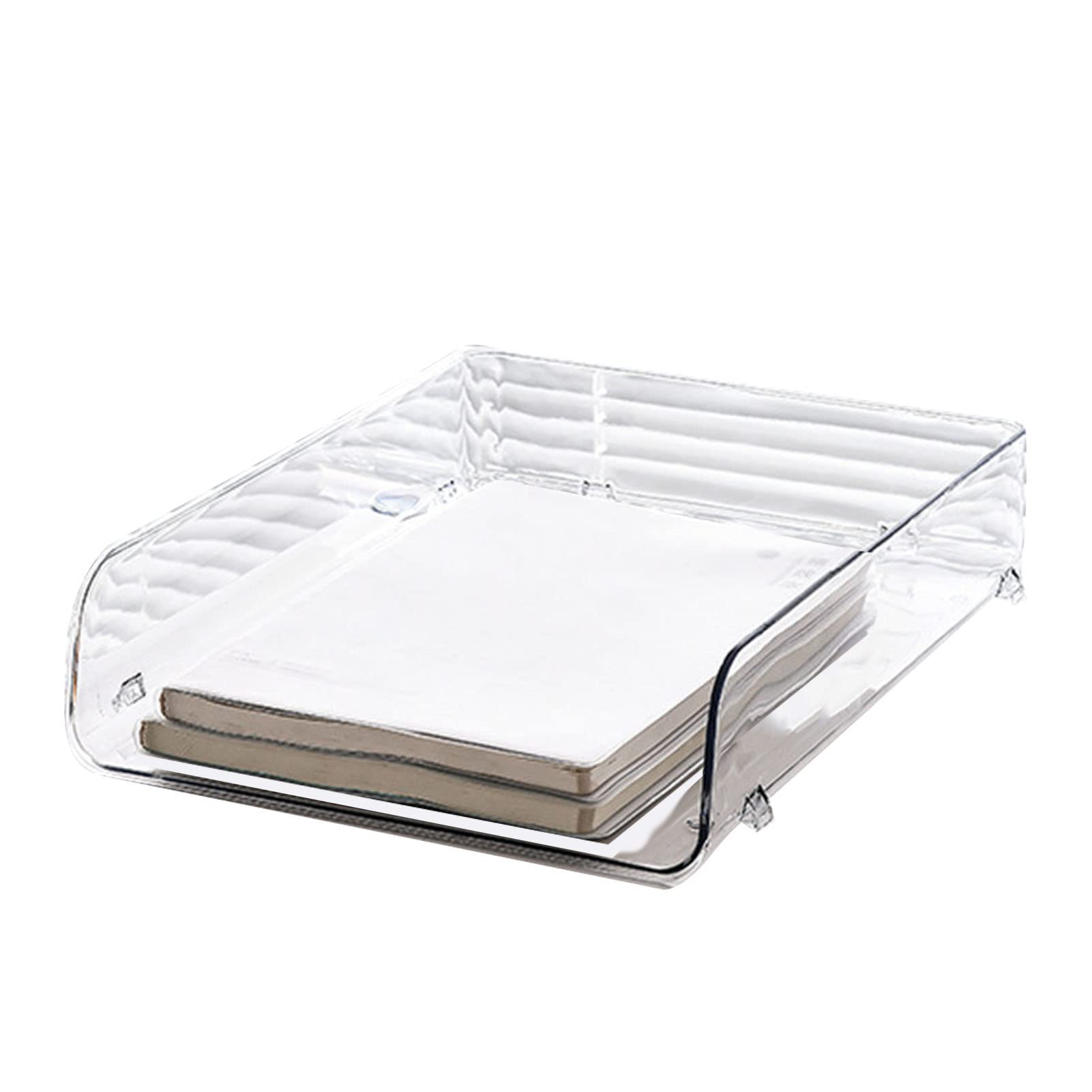 1 Tier Letter Tray, Desktop Can Be Stacked Office A4 File Storage Box Minimalist Clear Acrylic Able Trays Stacking Supports Multi Layer Rack Ins Supply Transparent A4 Office Desk