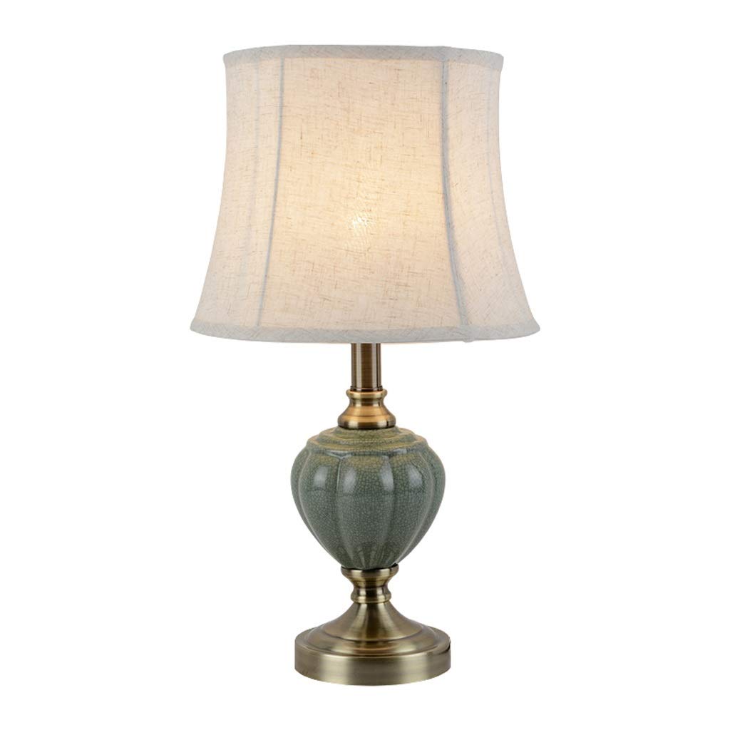 Lámparas de Mesa para Dormitorio, cerámica E27 con Base de Metal, lámpara de Escritorio Verde Esmeralda Ice Crack, lámpara de Noche para Dormitorio, Sala de Estar, 20”