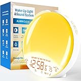 Sunrise Alarm Clock Gentle Wake Up Light, Dual Alarm with Weekday/Weekend Mode, 7 Natural Sleep Sounds, 9 Color Atmosphere Lamp, Alarm Clock Radio for Bedroom, Bedside Clock for Kids Adults