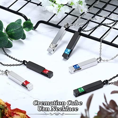 Highergo Urn Necklaces for Ashes Cremation Jewelry Urns Necklace Silver Black Stainless Steel Memorial Pendant Locket Vertical Bar Keepsake Pendant for Women Men Loved Ones Human Ashes4