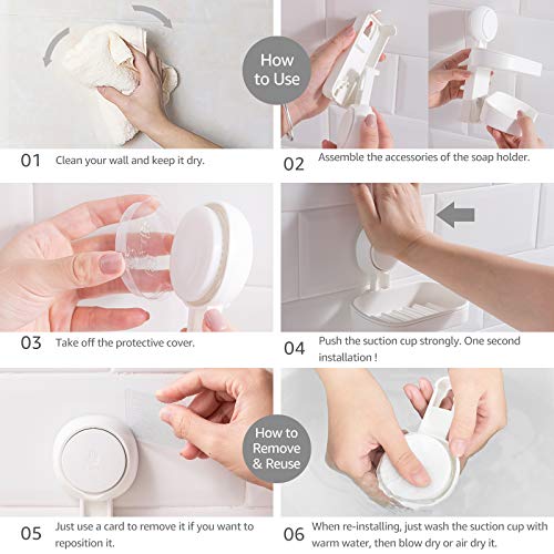 image for LEVERLOC Soap Dish Soap Holder For Shower Double Layer Suction Cup Wal