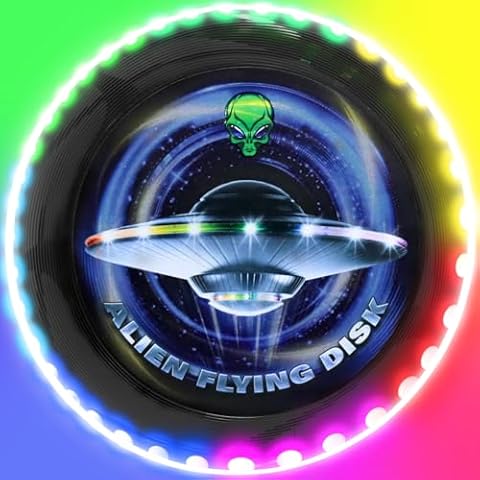 Kovshuiwe LED Flying Disc-10 Million Color 38 RGB LEDs,12 Modes,Chargeable, IP65 Waterproof,175g Frisbee,Soft Flying Discs, Adult/Men/Boys/Teens Birthday, Ideal for Outdoor, Lawn, Camping Games, Gift Cover