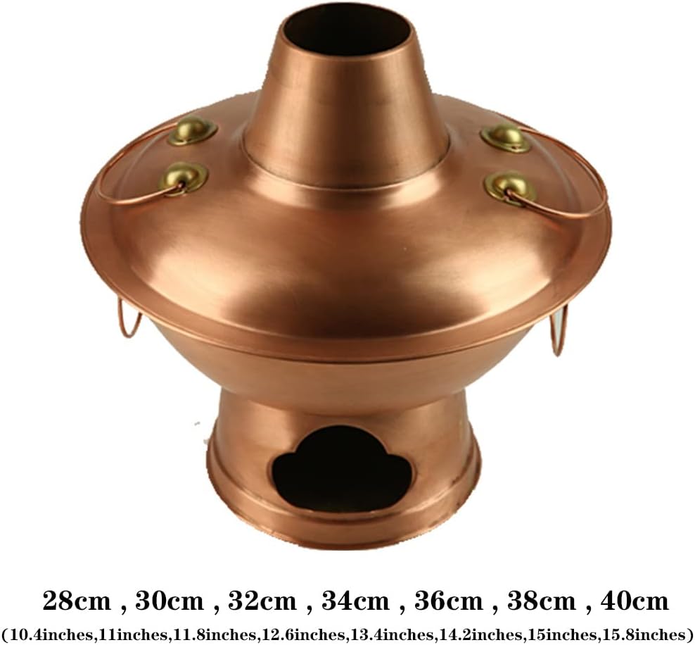 Fondue Pots Copper Hot Pot Charcoal Pure Copper Old-Fashioned Thick Copper Hot Pot Old Beijing Copper Pot Household Mutton Full Copper Pot (Brass 32cm)
