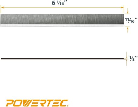 POWERTEC 6 Inch Jointer Blades for Delta 37-190 37-195 37-205 37-220 37-275X, JET JJ-6CS Jointer, Replacement for Delta 37-658, JET 708457K Jointer Knives, Set of 3 (14803)