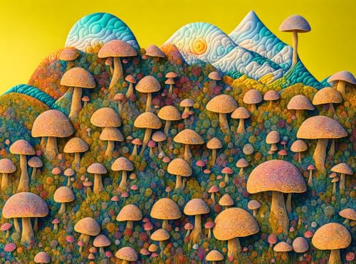 Champignon montagne affiches sur toile sans cadre au design mignon et épuré