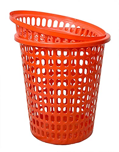 Image of Durable and Unbreakable Laundry Basket with Lid, Cap (50 L, Green and Red) - 2 Pieces