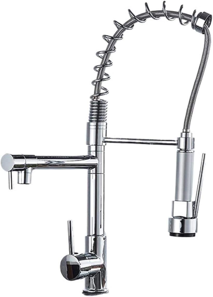 taps for Pair Spring Pull Down Kitchen Sink Countertop Mount 360° Swivel Spout Hot and Cold Mixing Crane Faucet Faucet(Chrome) Black Bathroom tap