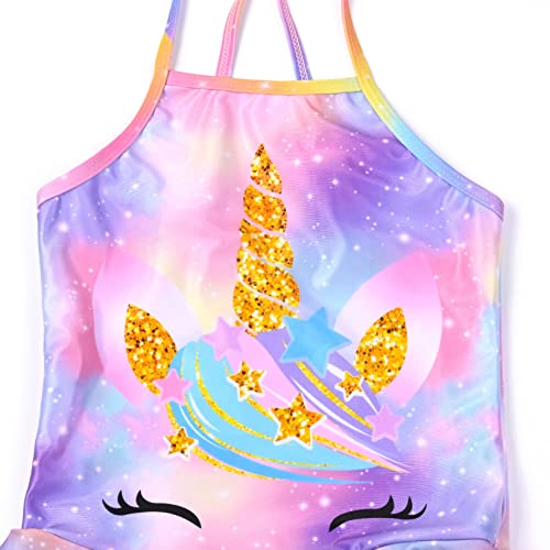 Image of QPANCY One Piece Swimsuits for Girl Ruffle Unicorn Bathing Suits Strap Swimwear
