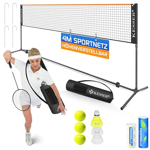 KESSER® Badmintonnetz Tennisnetz | Federballnetz 3-Fach-Höhenverstellbar 107/120/155cm, stabiles...