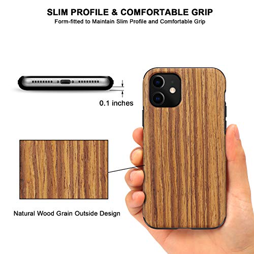 Tendlin CASE-NEWOOD-61RE Compatible With Iphone 11 Case Wood Grain Outside Design Tpu Hybrid Case thumb #2