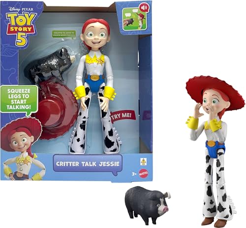 Mattel Disney and Pixar Toy Story 5 Critter Talk Jessie, 12 Inch Posable Action Figure Toy & Jimmy Dean, 35 Plus Movie Sounds & Phrases