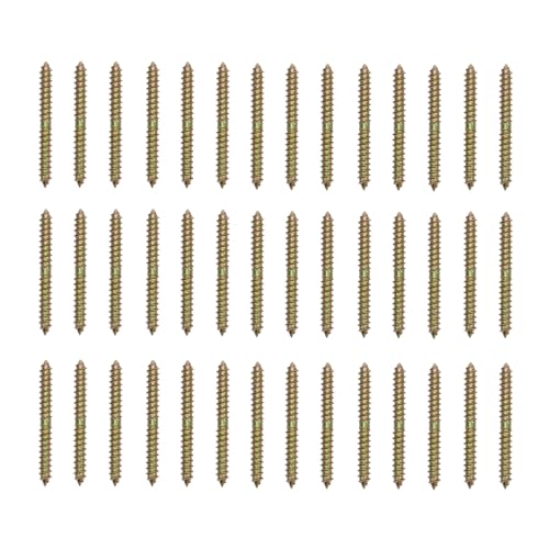Baluue Tornillos de Espiga de Doble Cabeza Autorroscantes de Acero al Carbono Galvanizado 6X60 MM para Madera Paquete de 40 Piezas Adecuado para Muebles y Escaleras