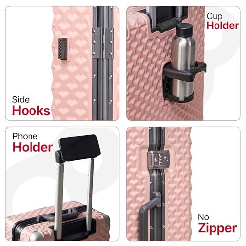 Image of Hard PC Trolley Luggage, Medium Size, 100% Polycarbonate, Lightweight and Durable, Silent Wheels, Anti-Theft with Aluminium Frame, and 2 TSA Locks, 24-Inch, Coral Mist