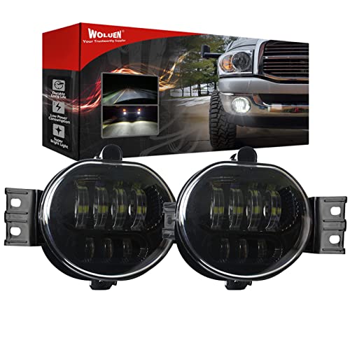 WOLUEN Dodge Ram 1500 LED Fog Light - DOT Approved Super Bright LED Fog Lights for 2002-2008 Dodge Ram 1500 2003-2009 Ram 2500 3500 2004-2006 Durango Truck 2003 2004 2005 2006 2007 2008 2009