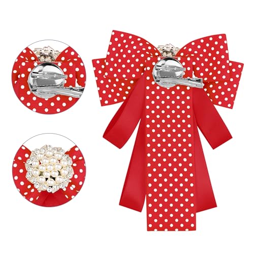 Image of Ribbon Polka Dots Bow Ties Cute Bowties for Women, Clip Fashion Collar Decoration
