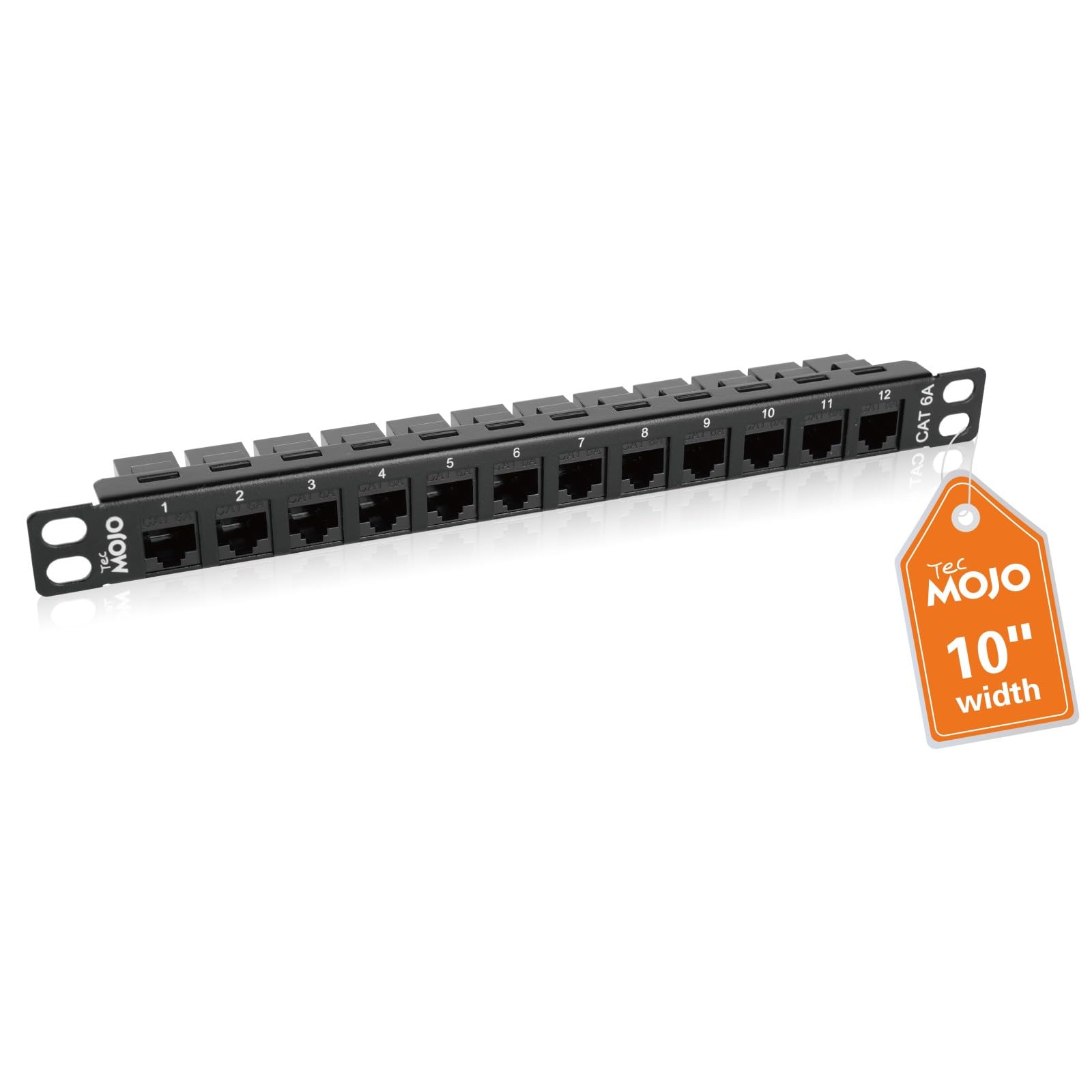 Tecmojo 10 Pollici 0,5U Pannello di Permutazione a 12 Porte Cat6A, Pannello Modulare per Montaggio su Rack con Connettori Keystone RJ45, 10 Gigabit Ethernet, Nero